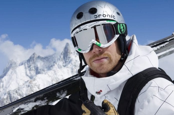 Helmets such as this with built-in earphones are the latest innovation to enhance entrainment for skiers and snowboarders.