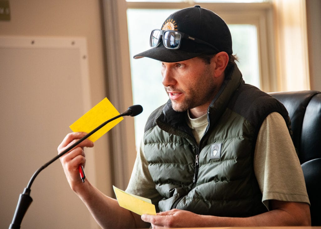 Brian Wildrick, owner of Harborside Pizza, addresses the Alaska Department of Transportation in a teleconference. The meeting, held Monday, July 29, heard feedback on a proposed ferry schedule including a seven-month service gap to Prince William Sound.