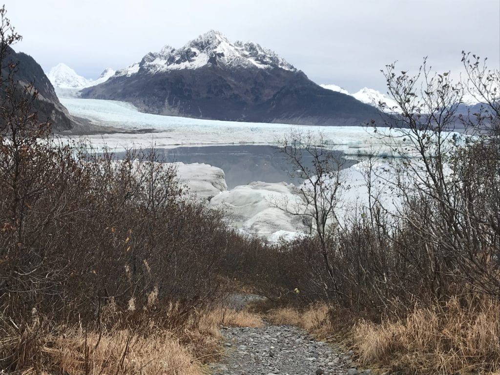 On Nov. 5, 2019, the same view of Sheridan Glacier shows how much it has melted and retreated in nine months. Photo by Dick Shellhorn/for The Cordova Times