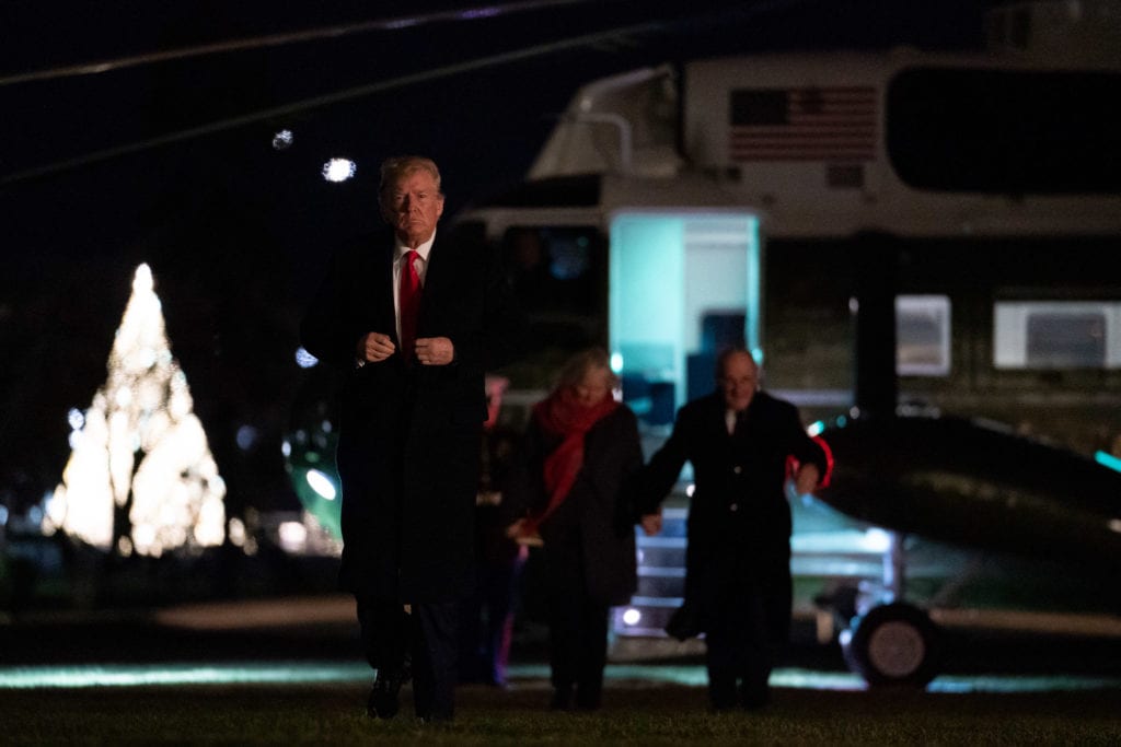 President Donald Trump arrives at the White House. Photo courtesy of Tia Dufour/The White House
