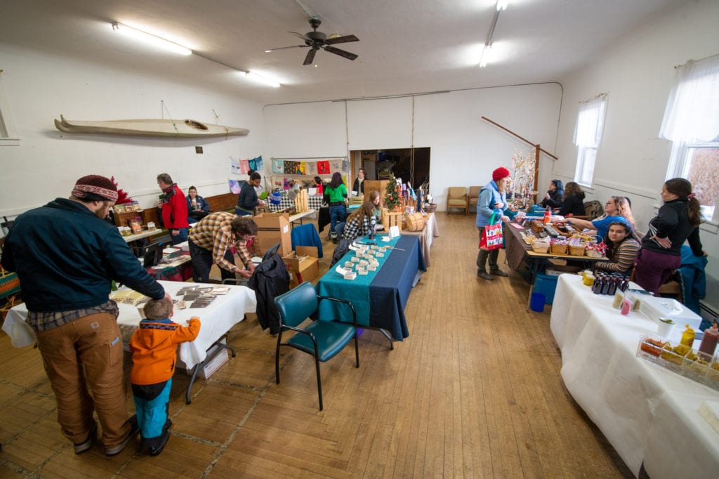 Shoppers peruse local goods at the monthly Saturday Market, held at the Masonic Lodge. (Dec. 21, 2019) Photo by Zachary Snowdon Smith/The Cordova Times