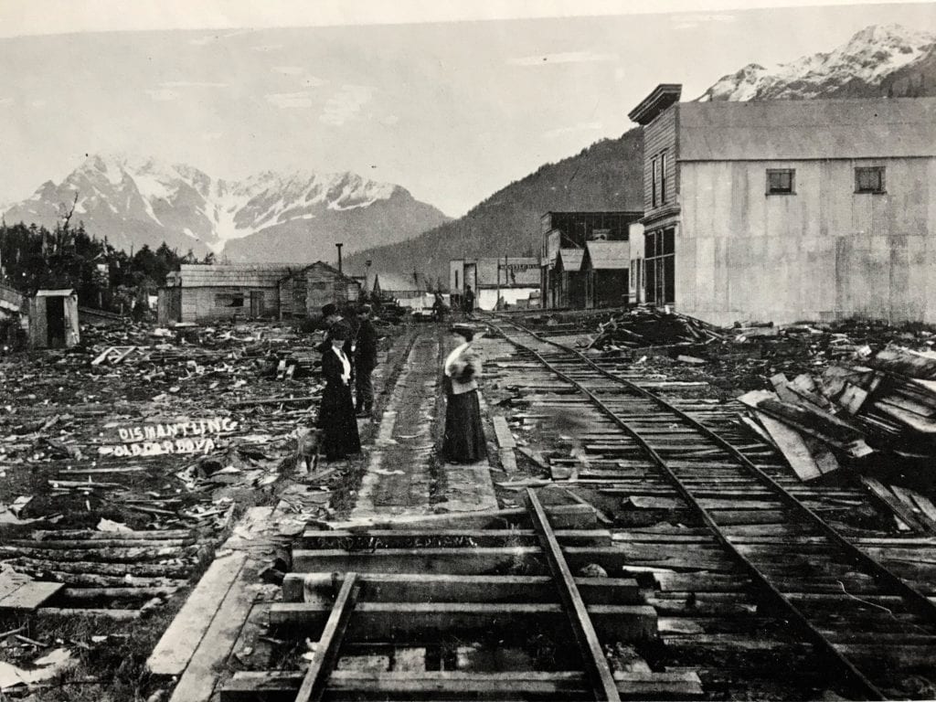 OLD LARGE HISTORIC PHOTO OF CORDOVA ALASKA VIEW RAILROAD DEPOT STATION c1920 